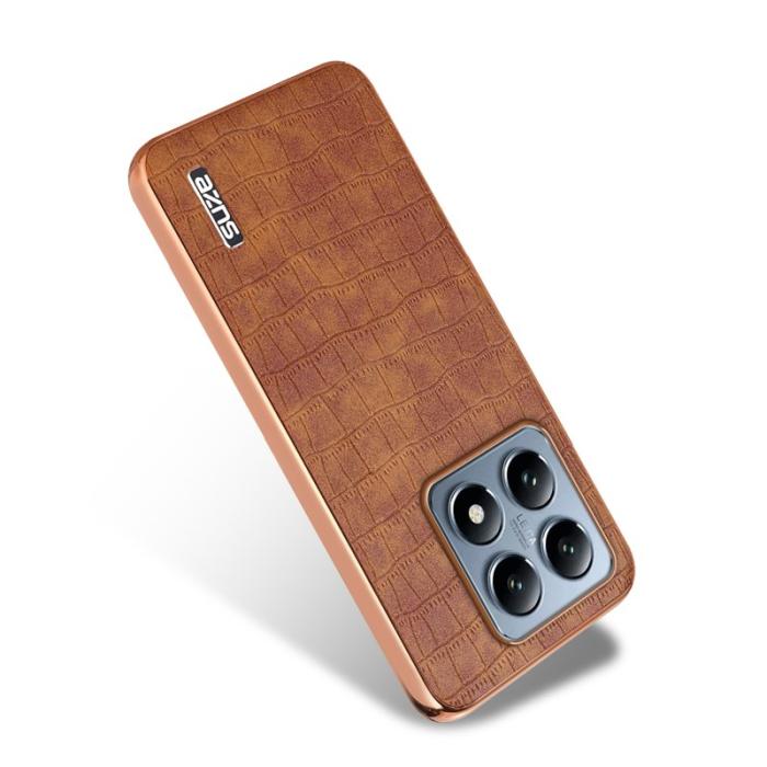 AZNS - AZNS Xiaomi 14T Fodral Electroplating Krokodil PU+TPU - Brun