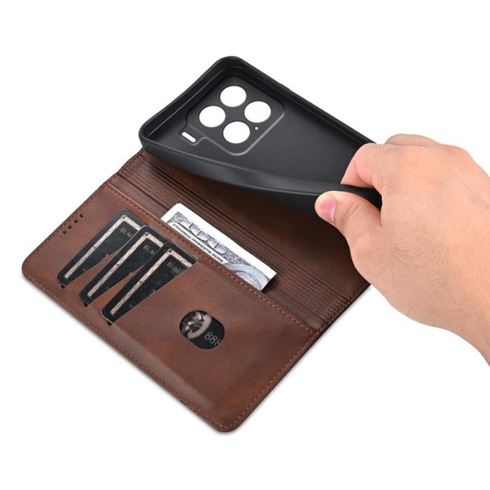 AZNS - AZNS Xiaomi 15 Fodral Äkta läder Plånboksfodral - Kaffe