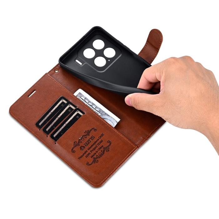 AZNS - AZNS Xiaomi 15 Fodral Anti-Scratch PU Läder - Brun