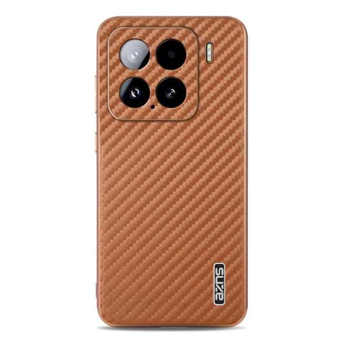 AZNS - AZNS Xiaomi 15 Fodral - Electroplating Carbon Fiber PU+TPU - Brun