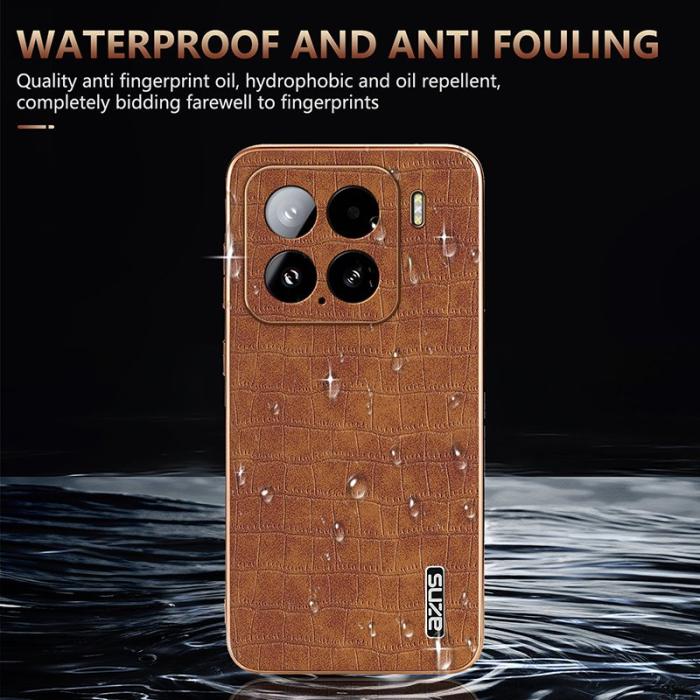 AZNS - AZNS Xiaomi 15 Fodral Electroplating Krokodil PU+TPU - Brun