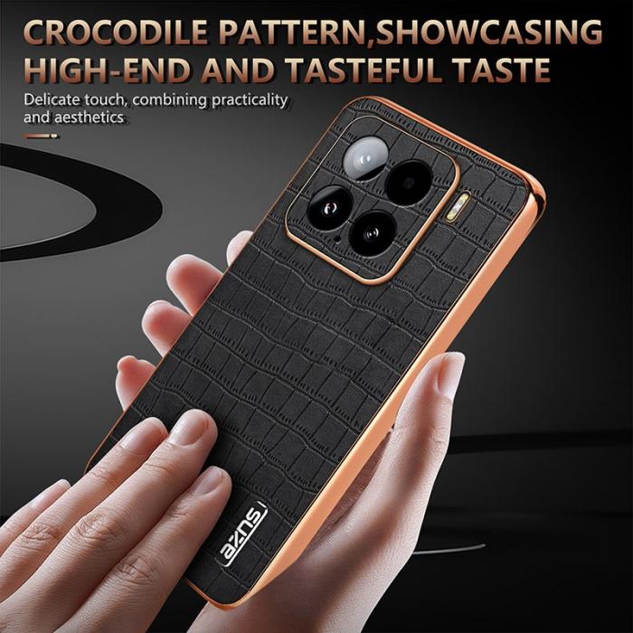 AZNS - AZNS Xiaomi 15 Fodral Electroplating Krokodil PU+TPU - Brun