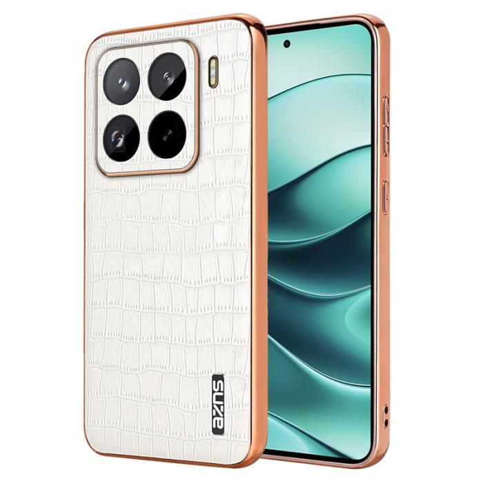 AZNS - AZNS Xiaomi 15 Pro Fodral Electroplating Krokodil PU+TPU - Vit