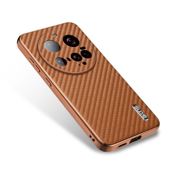 AZNS - AZNS Xiaomi 15 Ultra Fodral - Electroplating Carbon Fiber PU - Brun