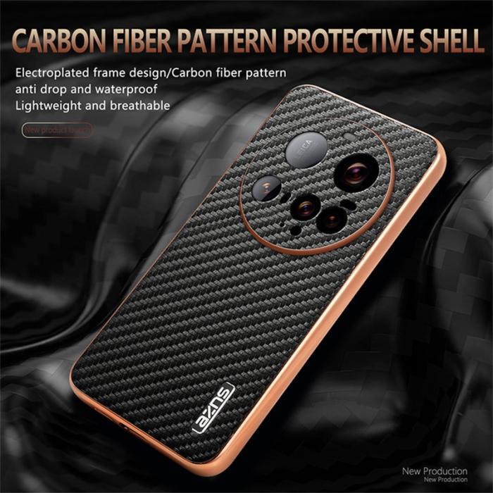 AZNS - AZNS Xiaomi 15 Ultra Fodral - Electroplating Carbon Fiber PU + TPU - Svart