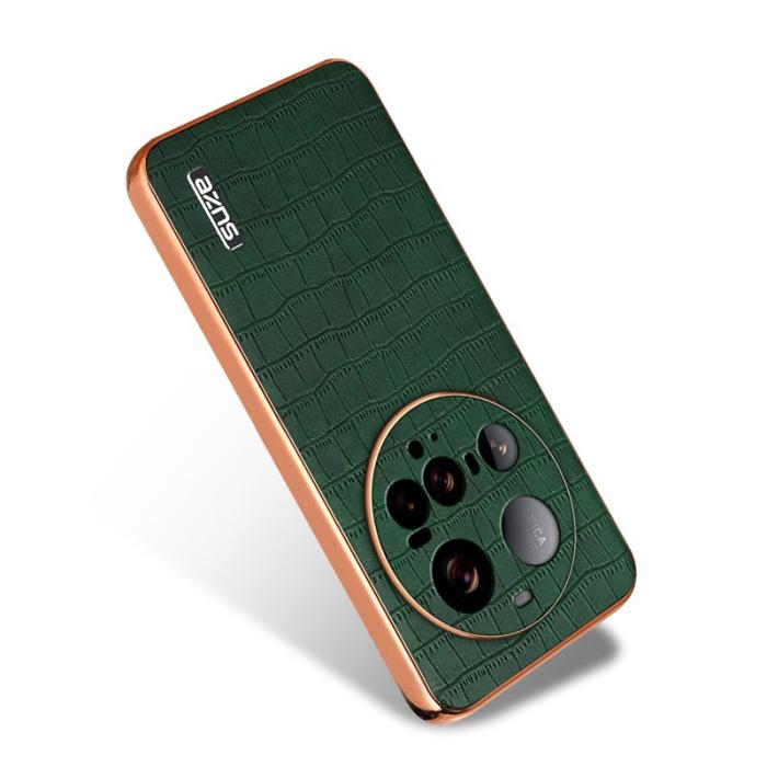 AZNS - AZNS Xiaomi 15 Ultra Fodral - Elektropläterad Krokodil PU + TPU - Grön