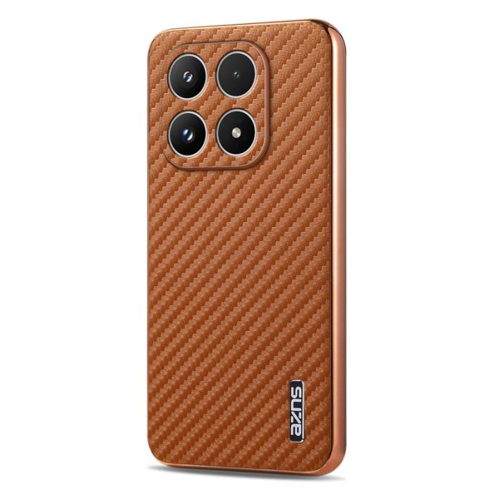 AZNS - AZNS Xiaomi 17 Fodral - Electroplating Carbon Fiber PU + TPU - Brun