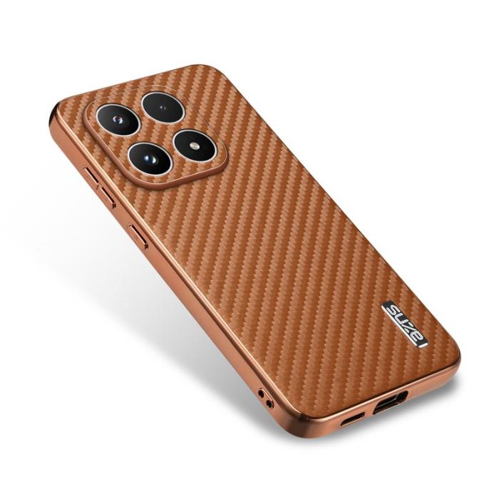 AZNS - AZNS Xiaomi 17 Fodral - Electroplating Carbon Fiber PU + TPU - Brun