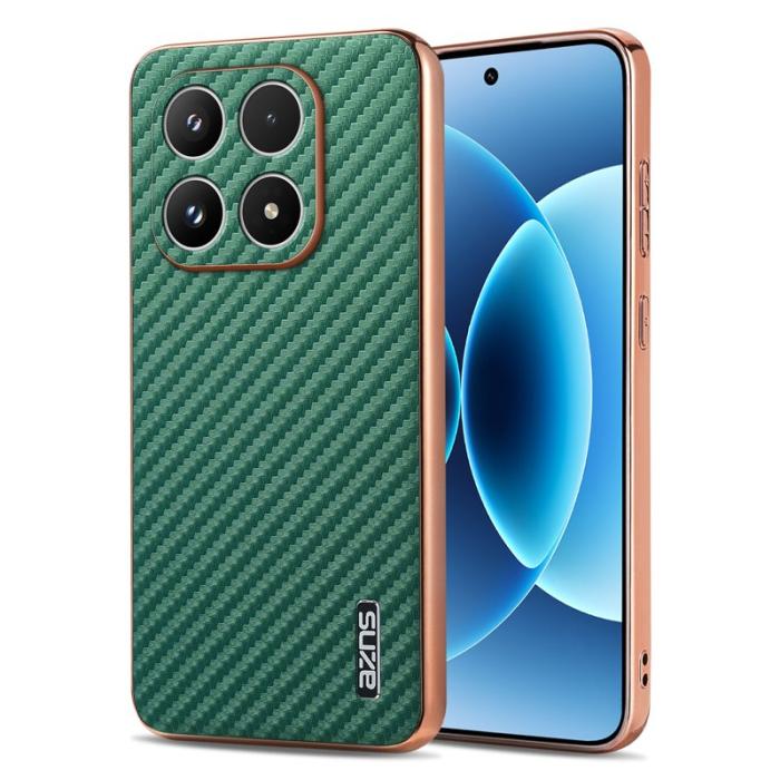 AZNS - AZNS Xiaomi 17 Fodral - Electroplating Carbon Fiber PU + TPU - Grön