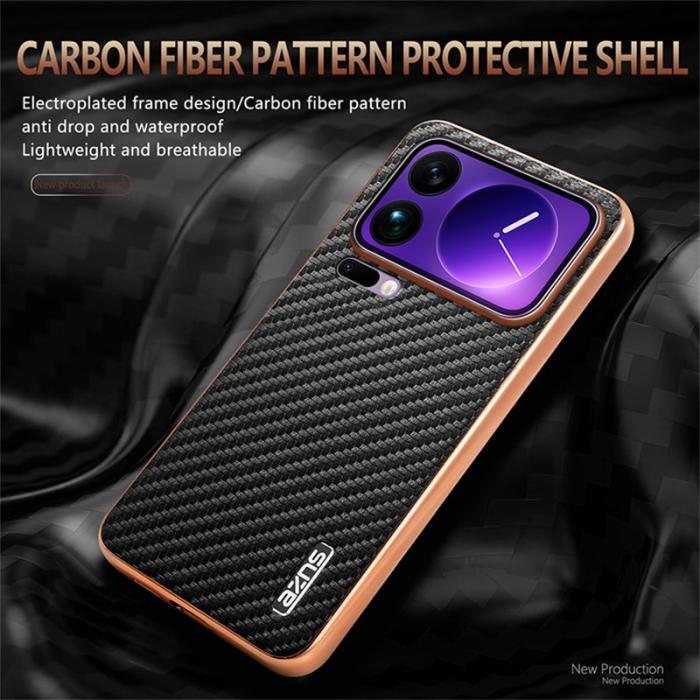 AZNS - AZNS Xiaomi 17 Pro Fodral - Electroplating Carbon Fiber PU + TPU - Brun