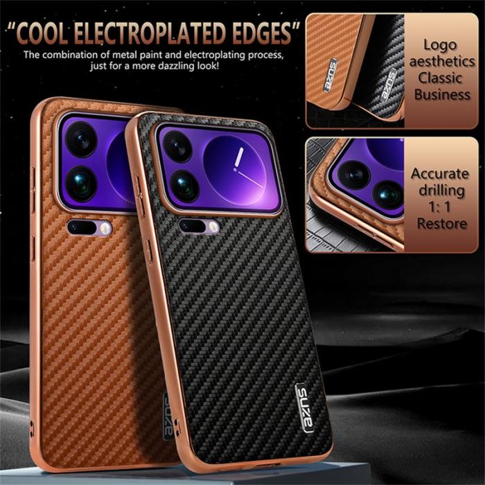 AZNS - AZNS Xiaomi 17 Pro Fodral - Electroplating Carbon Fiber PU + TPU - Brun