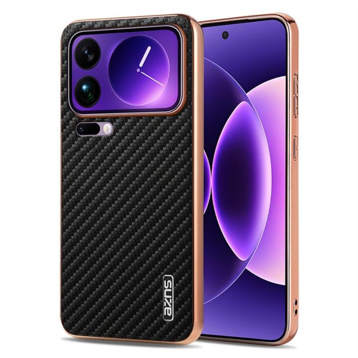 AZNS - AZNS Xiaomi 17 Pro Fodral - Electroplating Carbon Fiber PU + TPU - Svart