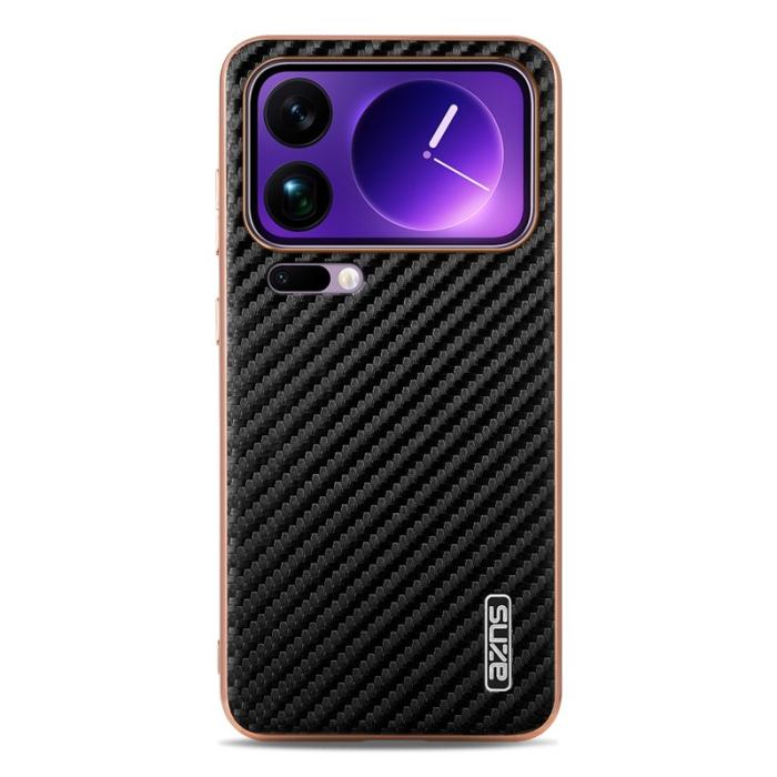 AZNS - AZNS Xiaomi 17 Pro Fodral - Electroplating Carbon Fiber PU + TPU - Svart