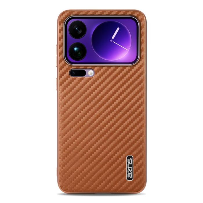 AZNS - AZNS Xiaomi 17 Pro Max Fodral - Electroplating Carbon Fiber PU - Brun