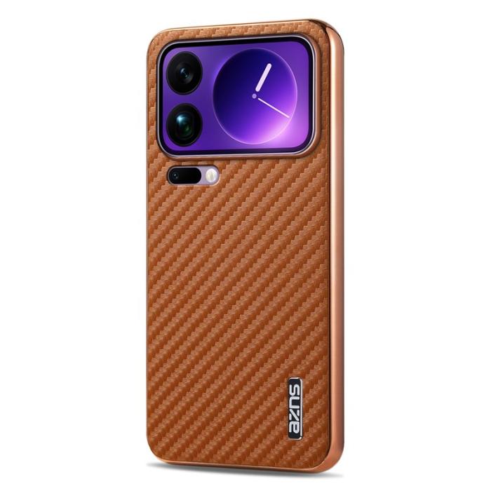 AZNS - AZNS Xiaomi 17 Pro Max Fodral - Electroplating Carbon Fiber PU - Brun
