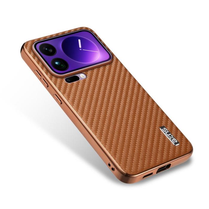 AZNS - AZNS Xiaomi 17 Pro Max Fodral - Electroplating Carbon Fiber PU - Brun