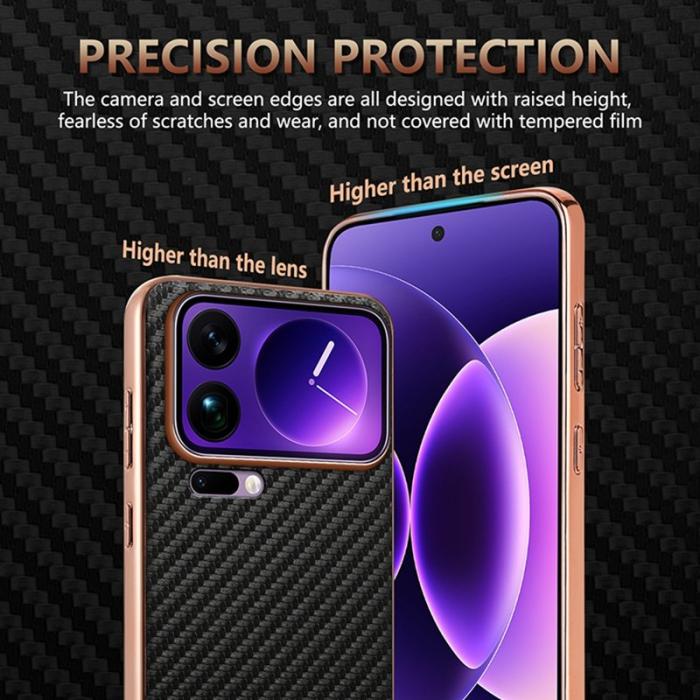 AZNS - AZNS Xiaomi 17 Pro Max Fodral - Electroplating Carbon Fiber PU - Brun