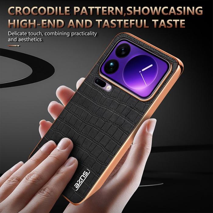 AZNS - AZNS Xiaomi 17 Pro Max Fodral - Electroplating Krokodil PU + TPU - Svart