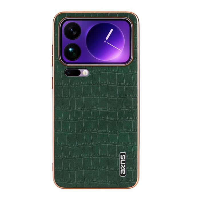 AZNS - AZNS Xiaomi 17 Pro Max Fodral - Elektropläterad Krokodil PU + TPU - Grön