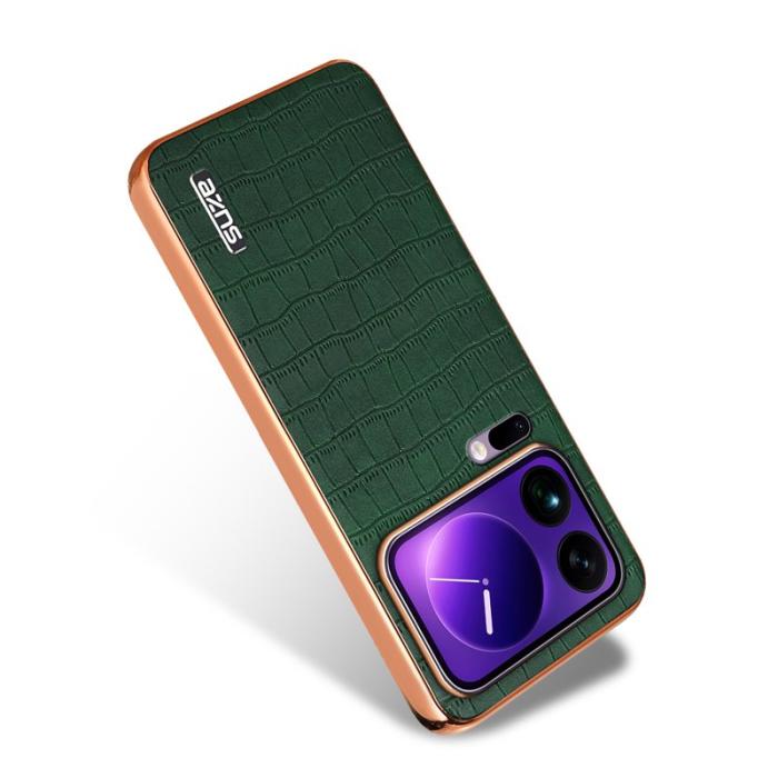 AZNS - AZNS Xiaomi 17 Pro Max Fodral - Elektropläterad Krokodil PU + TPU - Grön