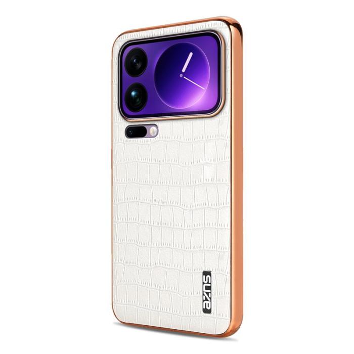 AZNS - AZNS Xiaomi 17 Pro Max Fodral - Elektropläterad Krokodil PU + TPU - Vit