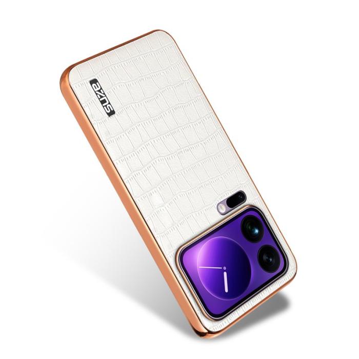 AZNS - AZNS Xiaomi 17 Pro Max Fodral - Elektropläterad Krokodil PU + TPU - Vit