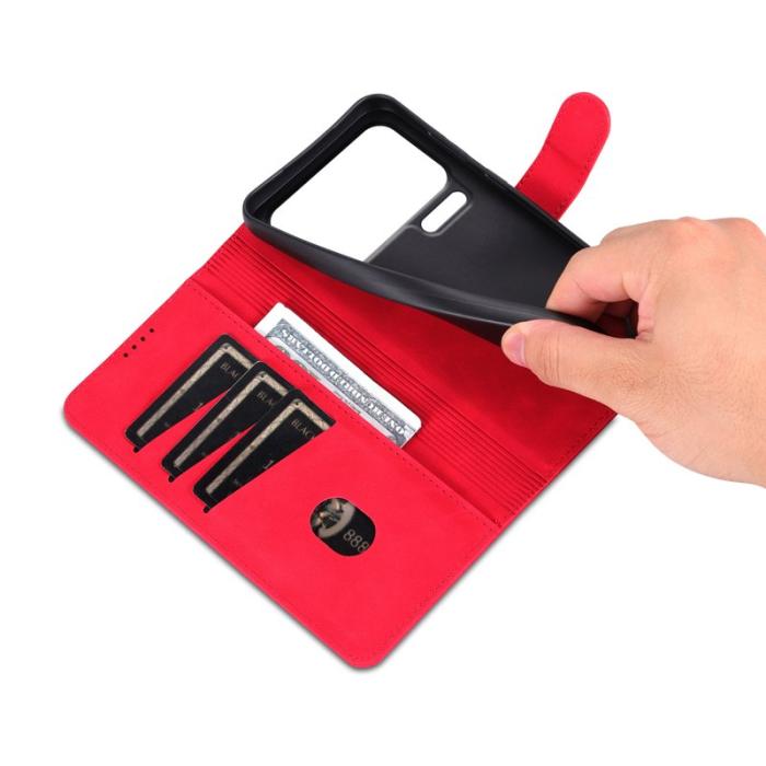 AZNS - AZNS Xiaomi 17 Pro Max Fodral PU Läder Plånboksfodral - Röd