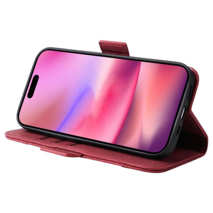 BETOPNICE - BETOPNICE 001 för iPhone 16 Fodral Äkta läder - Röd