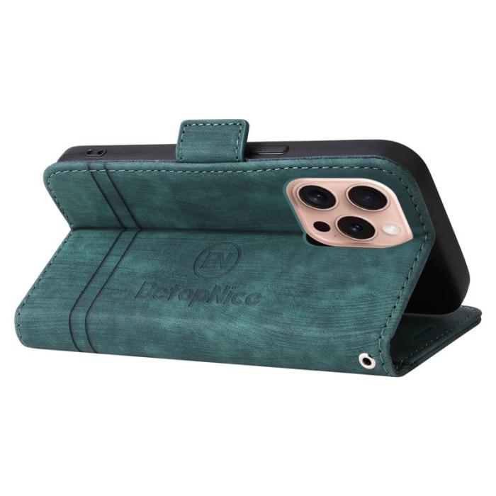 BETOPNICE - BETOPNICE 001 för iPhone 16 Pro Fodral Äkta läder - Grön