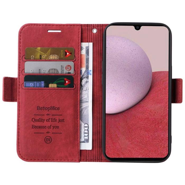 BETOPNICE - BETOPNICE 001 för Samsung Galaxy A14 5G Fodral PU Läder - Röd