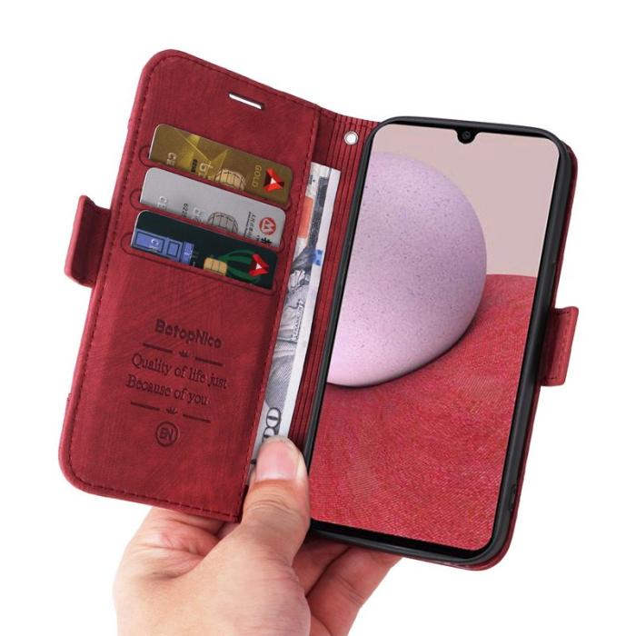 BETOPNICE - BETOPNICE 001 för Samsung Galaxy A14 5G Fodral PU Läder - Röd