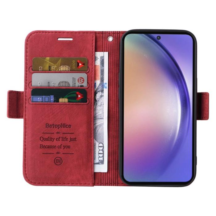 BETOPNICE - BETOPNICE 001 för Samsung Galaxy A55 5G Fodral Äkta läder - Röd