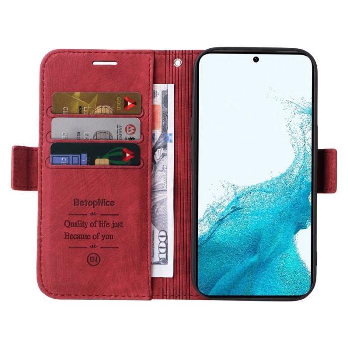 BETOPNICE - BETOPNICE 001 för Samsung Galaxy S23 Fodral i PU-läder - Röd