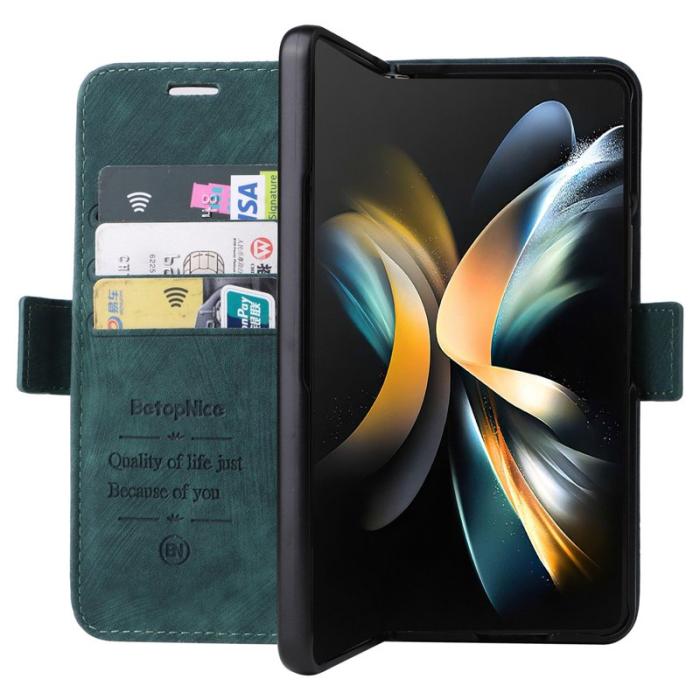 BETOPNICE - BETOPNICE 001 för Samsung Galaxy Z Fold4 Fodral PU Läder - Grön