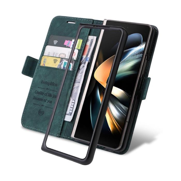 BETOPNICE - BETOPNICE 001 för Samsung Galaxy Z Fold4 Fodral PU Läder - Grön