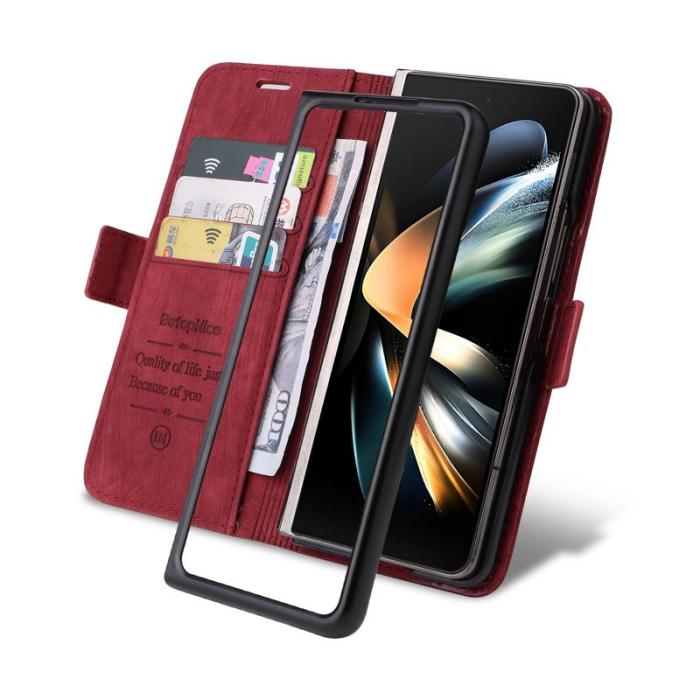 BETOPNICE - BETOPNICE 001 för Samsung Galaxy Z Fold4 Fodral PU Läder - Röd