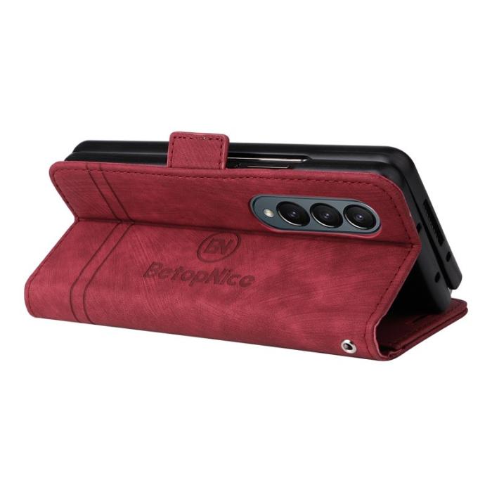 BETOPNICE - BETOPNICE 001 för Samsung Galaxy Z Fold4 Fodral PU Läder - Röd