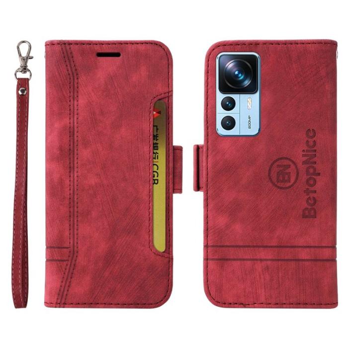 BETOPNICE - BETOPNICE 001 Fodral PU Läder - Röd för Xiaomi 12T 5G/12T Pro 5G