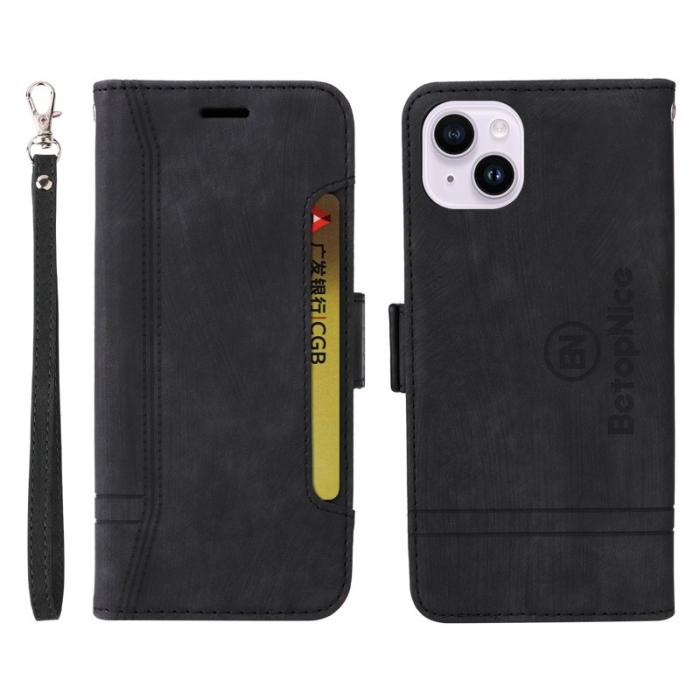 BETOPNICE - BETOPNICE 001 iPhone 15 Plus Fodral i PU-läder - Svart