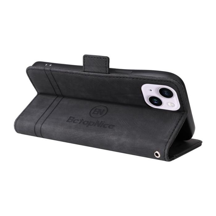 BETOPNICE - BETOPNICE 001 iPhone 15 Plus Fodral i PU-läder - Svart