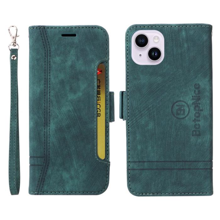 BETOPNICE - BETOPNICE 001 iPhone 15 Plus Fodral - PU Läder - Stöd - Grön