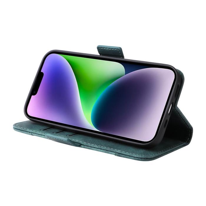 BETOPNICE - BETOPNICE 001 iPhone 15 Plus Fodral - PU Läder - Stöd - Grön