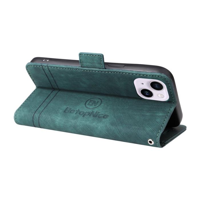 BETOPNICE - BETOPNICE 001 iPhone 15 Plus Fodral - PU Läder - Stöd - Grön