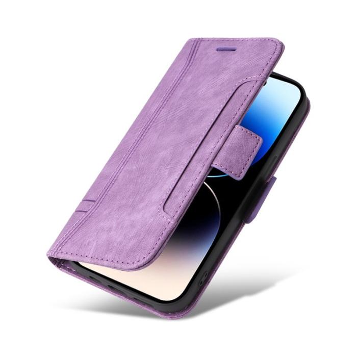 BETOPNICE - BETOPNICE 001 iPhone 15 Pro Max Fodral Shockproof PU Läder - Lila