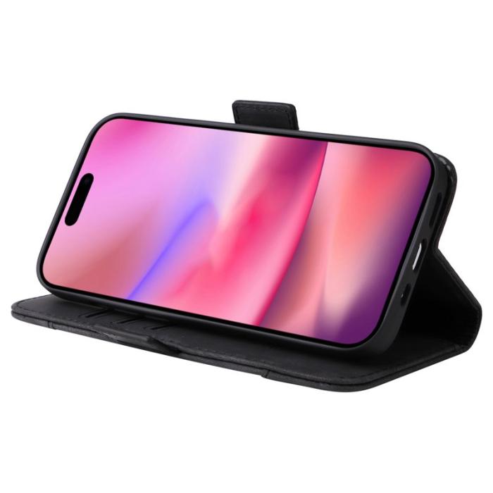 BETOPNICE - BETOPNICE 001 iPhone 16 Fodral Äkta läder - Svart