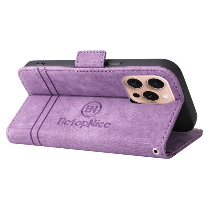 BETOPNICE - BETOPNICE 001 iPhone 16 Pro Fodral Äkta läder - Lila