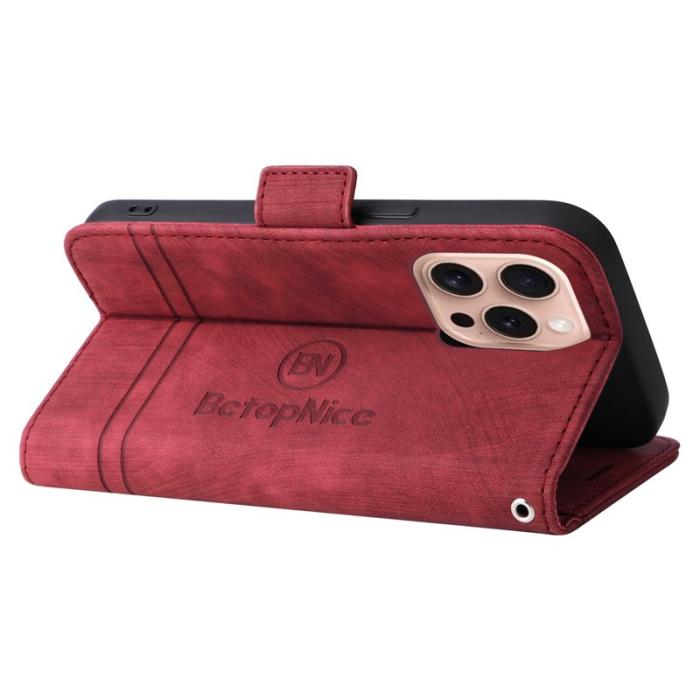 BETOPNICE - BETOPNICE 001 iPhone 16 Pro Fodral Äkta läder - Röd