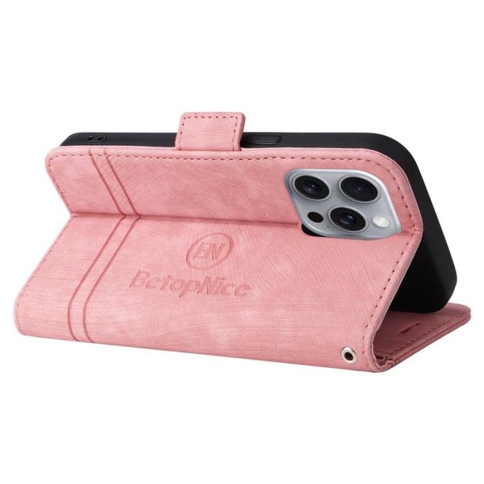 BETOPNICE - BETOPNICE 001 iPhone 16 Pro Max Fodral Äkta läder - Pink