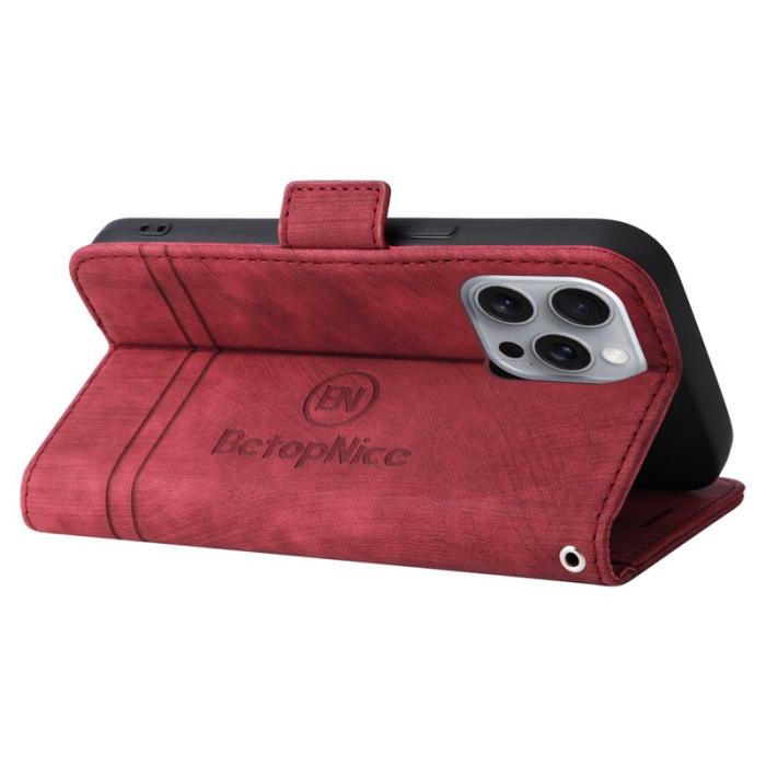 BETOPNICE - BETOPNICE 001 iPhone 16 Pro Max Fodral Äkta läder - Röd