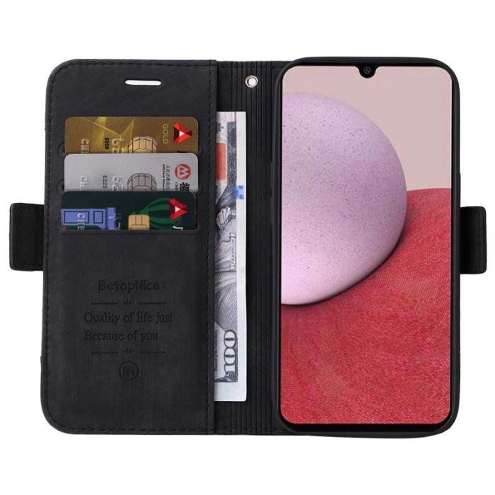 BETOPNICE - BETOPNICE 001 Samsung Galaxy A14 Fodral PU Läder - Svart